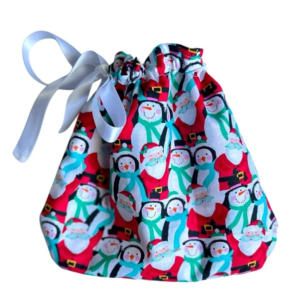 Hand Crafted Colorful Festive Christmas Themed Eco Friendly Reusable Gift Bag